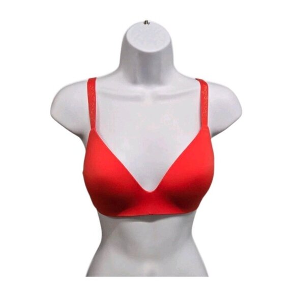 Victoria's Secret Womens 32D Red T Shirt Bra Lightly Lined Wireless Smooth - Picture 1 of 5